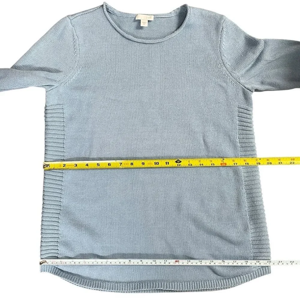 J. Jill Light Blue Crewneck Knit Sweater, size XS. Pullover cotton wool blend